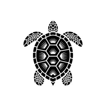 un sorprendentes silueta de un mar Tortuga con un detallado geométrico cáscara modelo aislado en un limpiar antecedentes vector