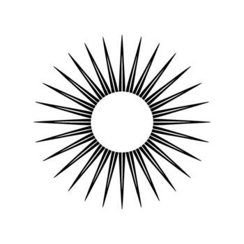 A minimalist depicting a stylized sun symbol with sharp pointed rays radiating from a central circle isolated on a clean background vector