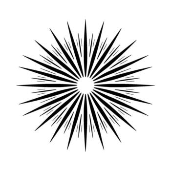 A minimalist abstract sunburst pattern with sharp pointed rays emanating from a central circle against a light neutral background vector