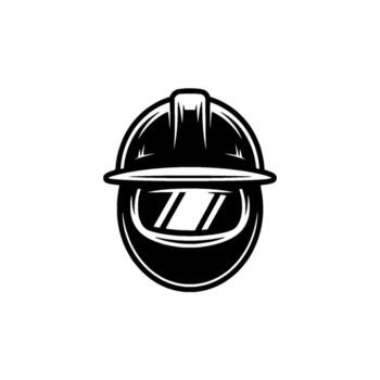A bold illustration of a construction worker helmet and welder mask combination or centered on a clean background vector