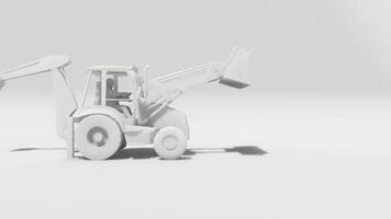 Backhoe Loader 3D Render in White Studio View video