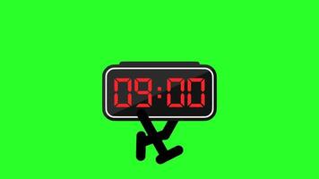 Digital Clock Character Running Symbolizing Time Management video
