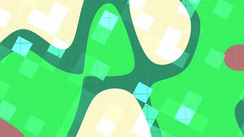 Abstracts Liquid Blink Square Dynamic abstract animation featuring green, yellow, and red shapes moving across a grid background seamlessly video