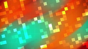 Aqua Magma Dynamic pixelated background animation with shifting orange, green, and yellow squares in a grid pattern video