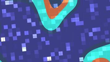 résumés liquide cligner carré abstrait Animé Contexte avec coloré géométrique formes et pixel la grille pour Créatif dessins projets video