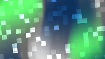 minimalista Marina Militare dinamico sfondo animazione con pixelated piazze nel verde, blu, e grigio tonalità con griglia sovrapposizione. video