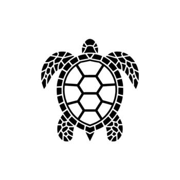 un sorprendentes geométrico silueta de un mar Tortuga con un estilizado panal modelo en sus cáscara presentado en contra un sencillo llanura antecedentes vector