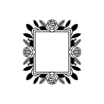 un delicado floral marco presentando estilizado rosas y follaje rodeando un limpiar cuadrado vacío espacio Perfecto para texto o elementos vector