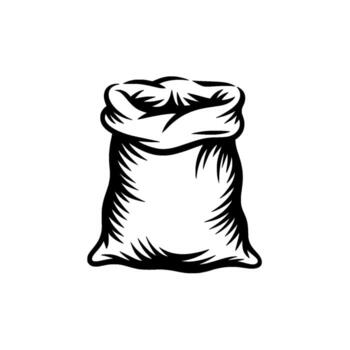 A stylized illustration of an open burlap sack with a crumpled top on a clean background vector