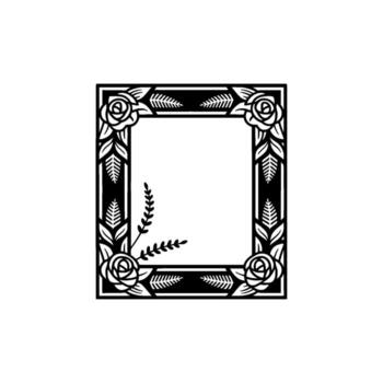 Elegant border featuring stylized roses and delicate fern fronds creating a decorative square frame on a clean background vector