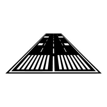 perspectiva ilustración de un aeropuerto pista con claro marcas y aterrizaje luces creando un sentido de profundidad y dirección en un llanura antecedentes vector