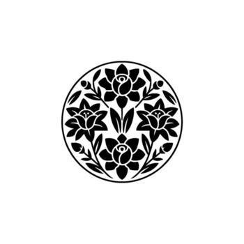 intrincado floral mandala presentando estilizado rosas y hojas arreglado simétricamente dentro un circular frontera en un limpiar antecedentes vector