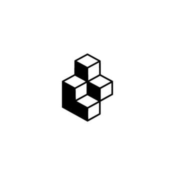 A minimalist isometric featuring a d abstract construction of interlocking cubes forming a plus sign shape against a plain light grey background vector