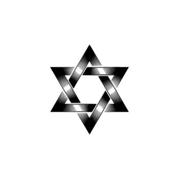 Intricate geometric of a stylized Star of David rendered in bold lines with a subtle gradient effect against a clean background creating a sense of depth and visual interest vector