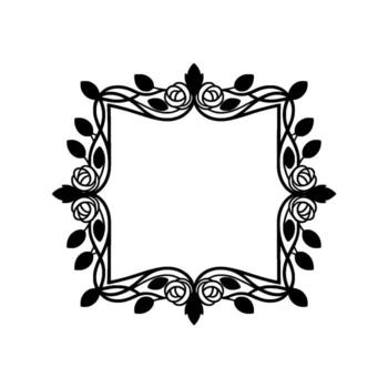 An elegant floral frame featuring stylized roses and leaves creating an ornate border around a central empty space on a light textured background vector