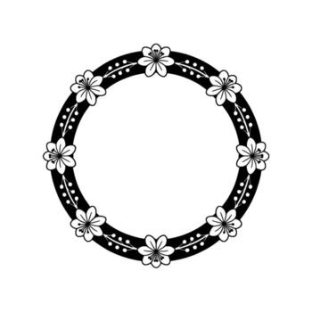 un de un circular marco adornado con delicado floral elementos y pequeño bayas conjunto en contra un suave neutral antecedentes vector