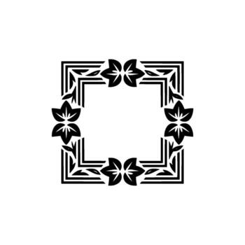 Elegant floral decorative square frame border with symmetrical stylized flower motifs and geometric leaf patterns isolated on a subtle gradient background vector