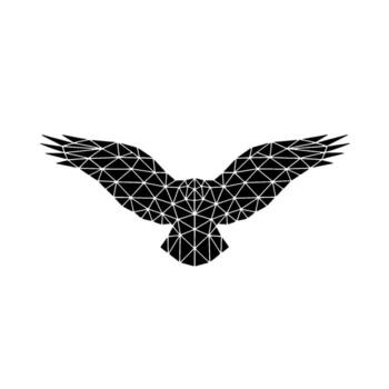 geométrico silueta de un pájaro con extendido alas compuesto de agudo triangulos y líneas en contra un limpiar antecedentes vector