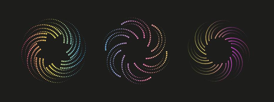 Colorful dot spiral patterns vector