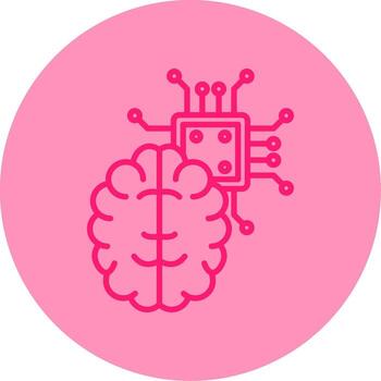 artificial inteligencia cerebro línea dos tono circulo vector