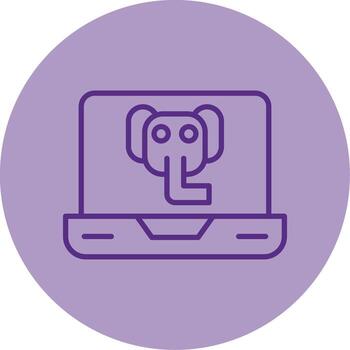 posgresql elefante db icono línea dos tono circulo vector
