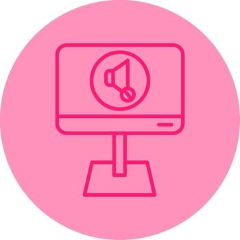 Red Mute Microphone Button Line Two Tone Circle vector