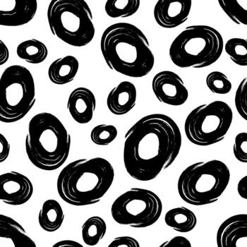 Black seamless pattern with sketch circles shape vector