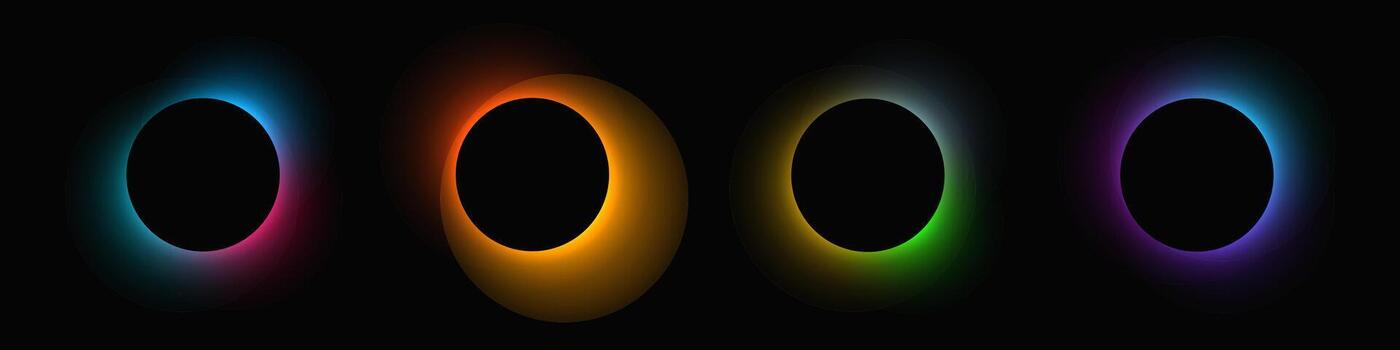 Set of circle light frames with color gradient vector