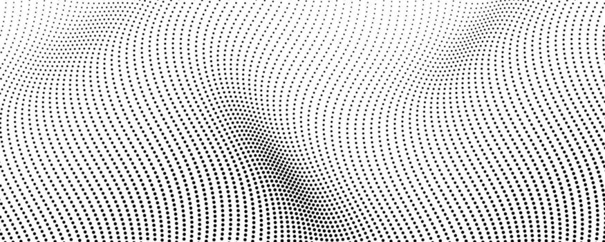 Halftone monochrome background with flowing dots vector