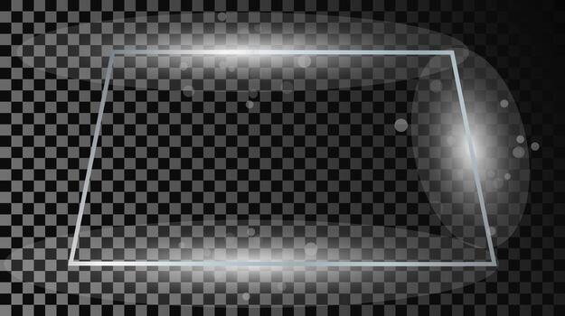 glowing trapezoid shape frame with sparkles vector