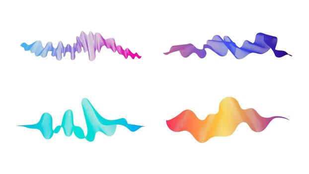Four abstract backdrop with wave gradient lines vector