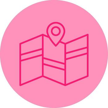 Folded World Map Line Two Tone Circle vector