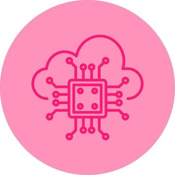 Cloud Computing Network Icon Line Two Tone Circle vector