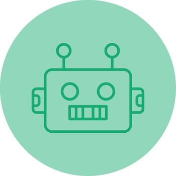 Humanoid Robot Prototype Line Two Tone Circle vector