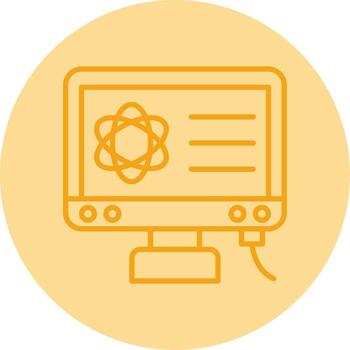 tecnología computadora laboratorio línea dos tono circulo vector