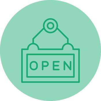 Store Open Welcome Sign Line Two Tone Circle vector
