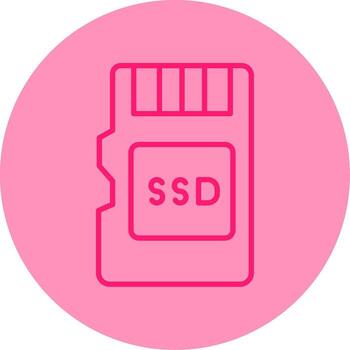 rápido cargando ssd almacenamiento línea dos tono circulo vector