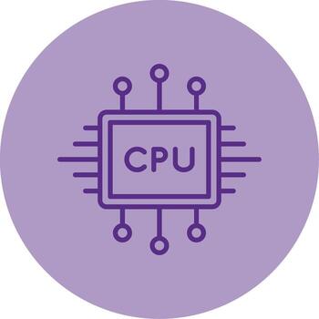 Multicore Gaming CPU Processor Line Two Tone Circle vector