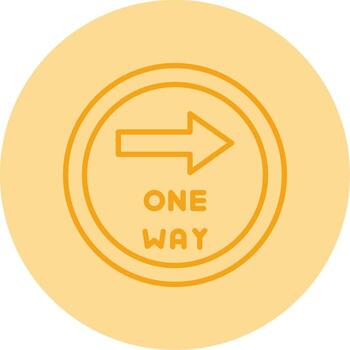 One Way Direction Arrow Line Two Tone Circle vector