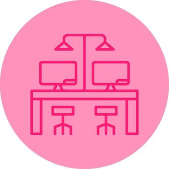 Shared Co working Office Space Line Two Tone Circle vector