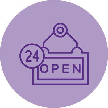 Always Open Store Sign Line Two Tone Circle vector