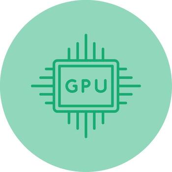 High End Graphics GPU Card Line Two Tone Circle vector