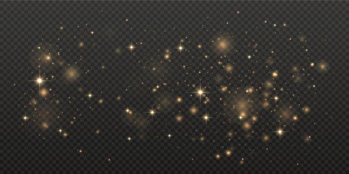 Shimmering, glittering confetti with a bokeh effect for your design. Festive stardust powder isolated on a dark background. vector