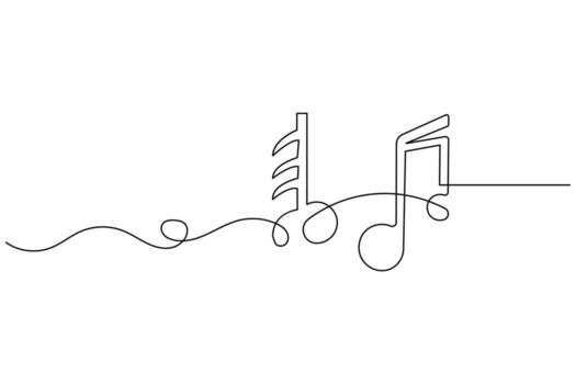 WebMinimalist continuous one line drawing of music notes vector
