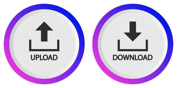 Upload and download buttons for technology, app and web creation buttons vector