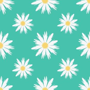 sin costura modelo con resumen manzanilla flor en verde antecedentes. vector