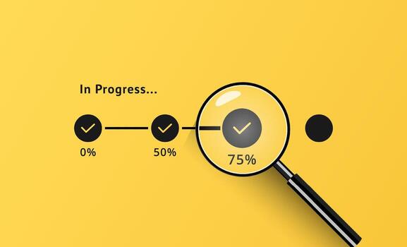 In progress concept with checklist mark with progressive loading status to remind work task progressive for project development management and tracking concept vector