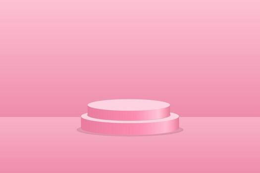 Podium 3D pink background with soft gradient lighting for product display and beauty branding vector