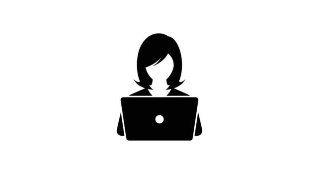 Woman Using Laptop Icon Business, Communication, Technology, and Modern Workforce Concept Design with a Clean and Simple Illustration for Digital Media vector