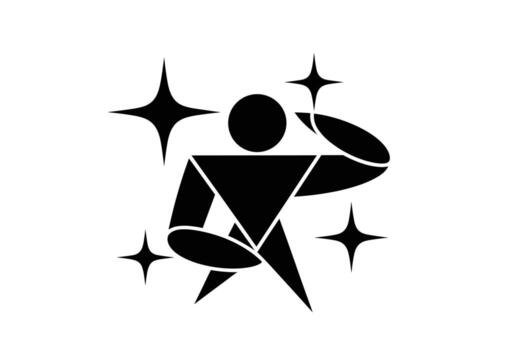 Geometric Figure Sparkle Icon Modern Design of Abstract Person with Stars, Perfect for Creative Projects and Technology Illustrations, Clean and Bold Style vector